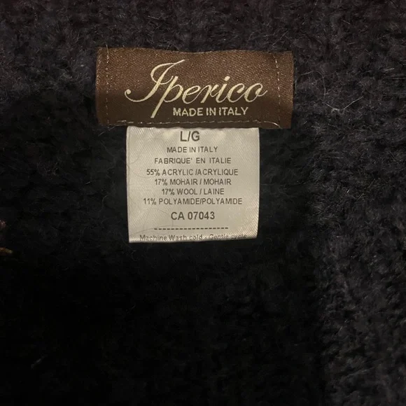 Iperico wool blend Chevron Knit chunky pullover Sweater long sleeves made Italie - Picture 4 of 8